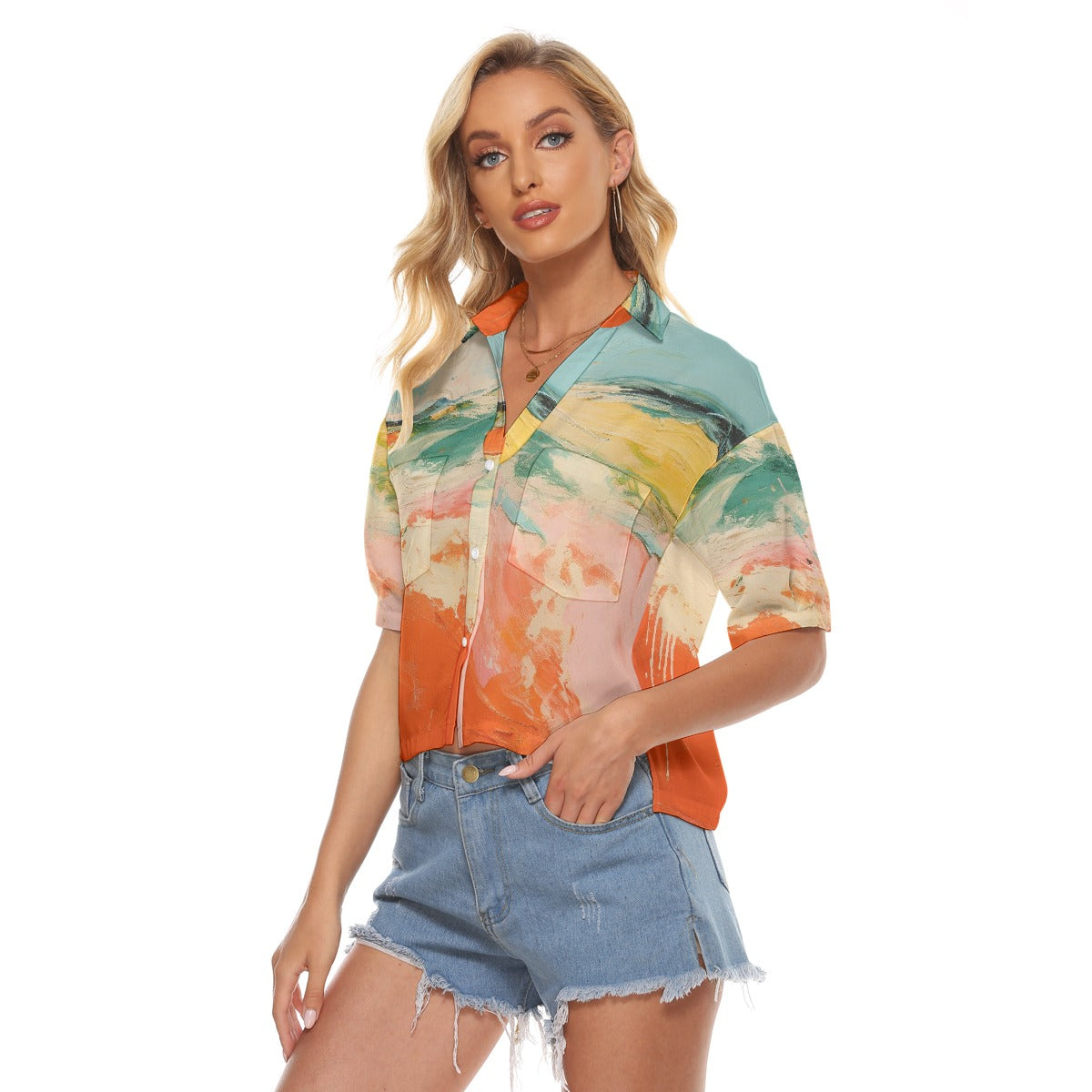 All-Over Print Women's V-neck Shirts