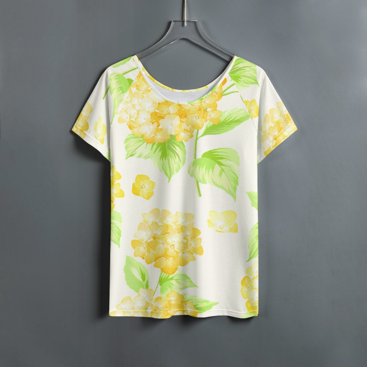 All-Over Print Women's Round Neck T-shirt With Raglan Sleeve