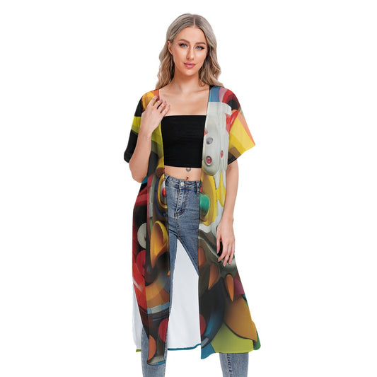 All-Over Print Women's Short Sleeve Cardigan
