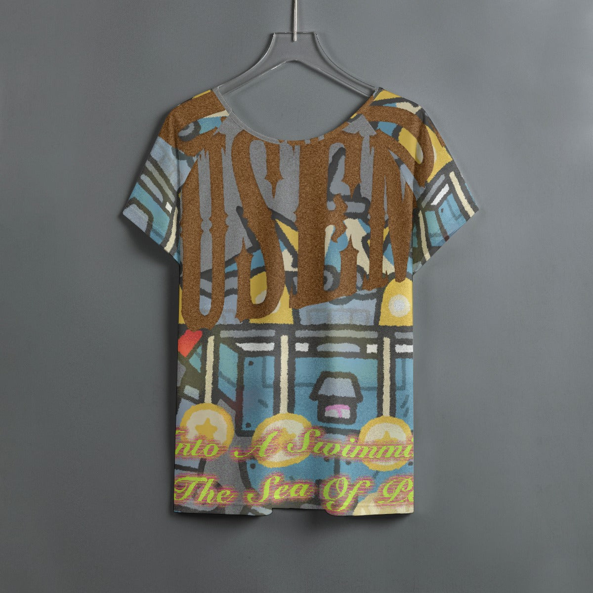 All-Over Print Women's Round Neck T-shirt With Raglan Sleeve