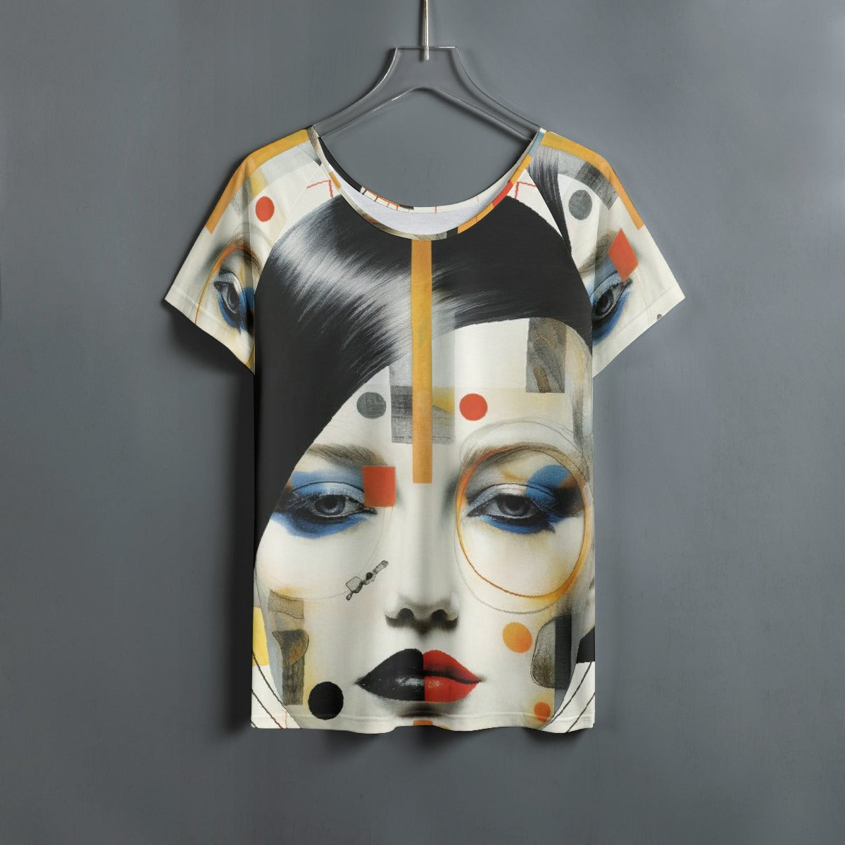 All-Over Print Women's Round Neck T-shirt With Raglan Sleeve