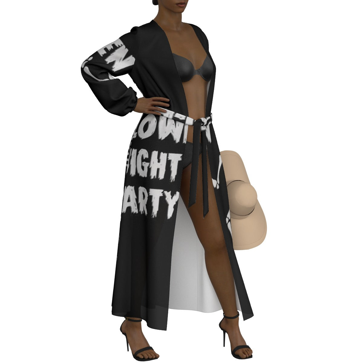 All-Over Print Women's Lace-up Chiffon Robe