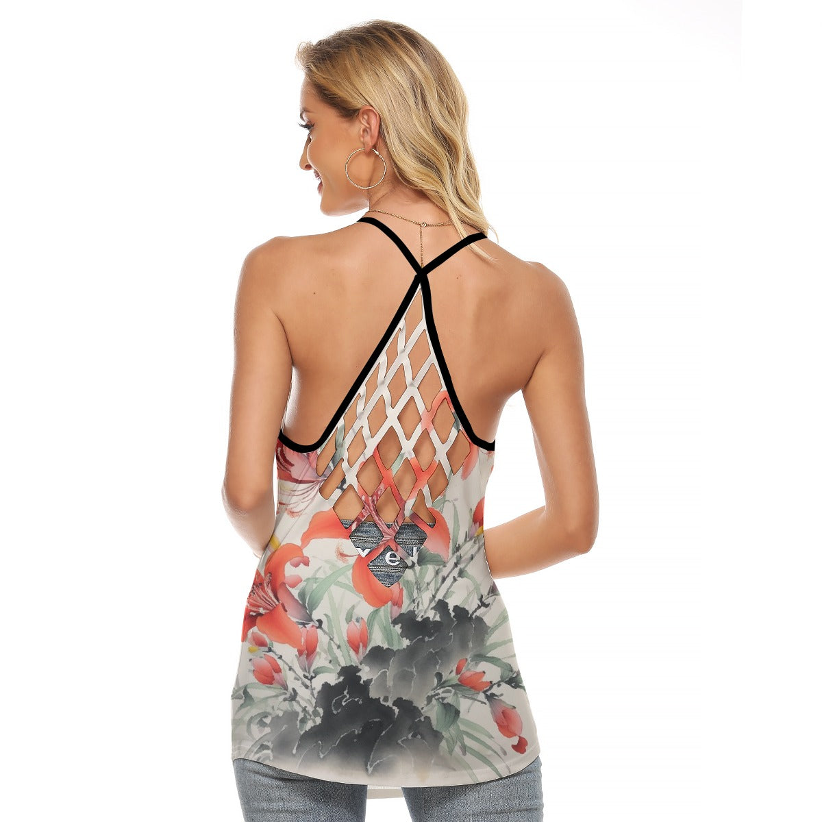 All-Over Print Women's Criss-Cross Open Back Tank Top