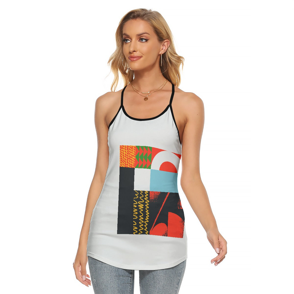All-Over Print Women's Criss-Cross Open Back Tank Top