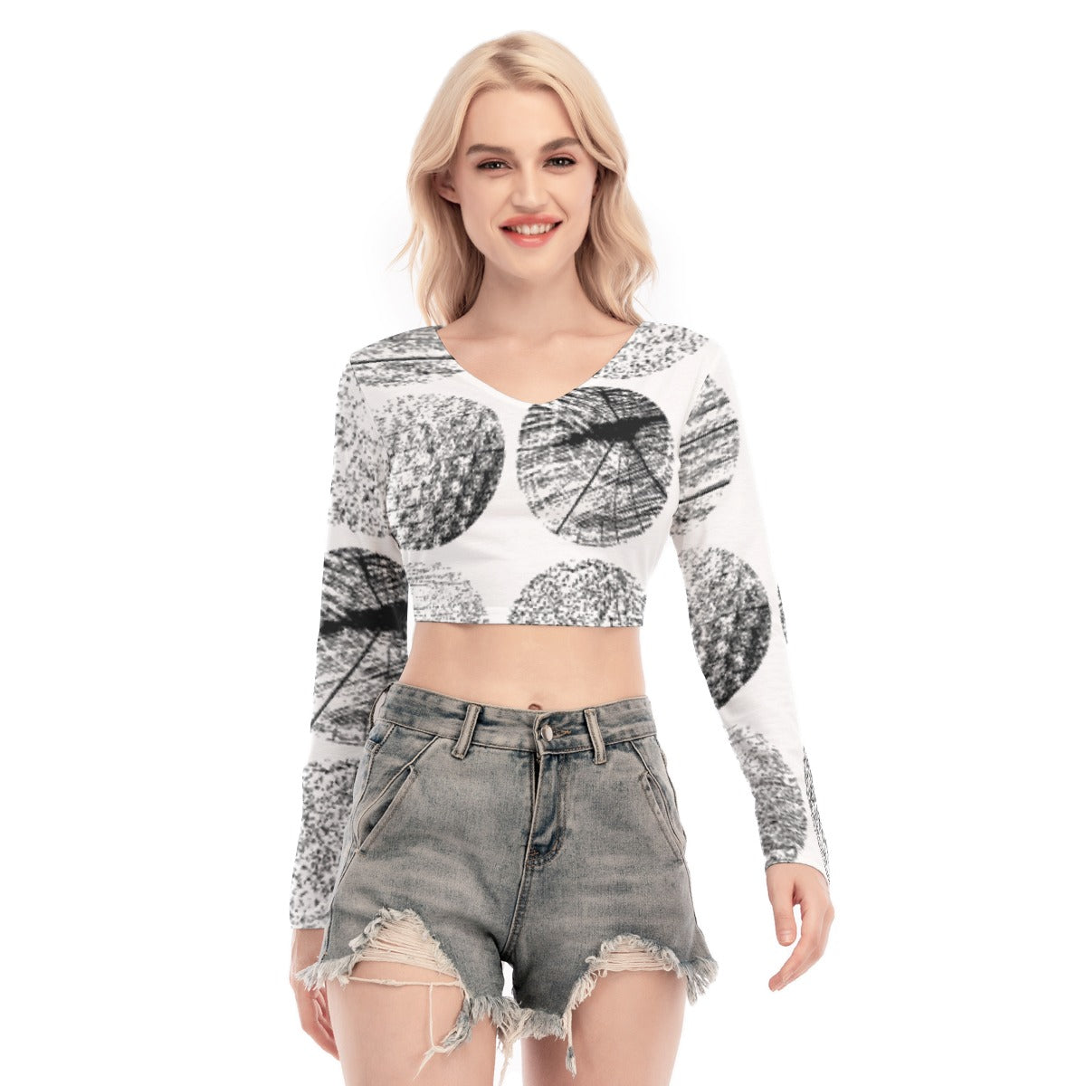All-Over Print Women's Back Hollow T-shirt With Strap