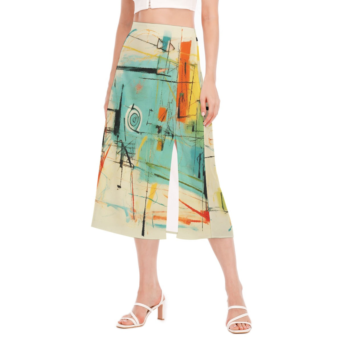 All-Over Print Women's High Slit Long Skirt