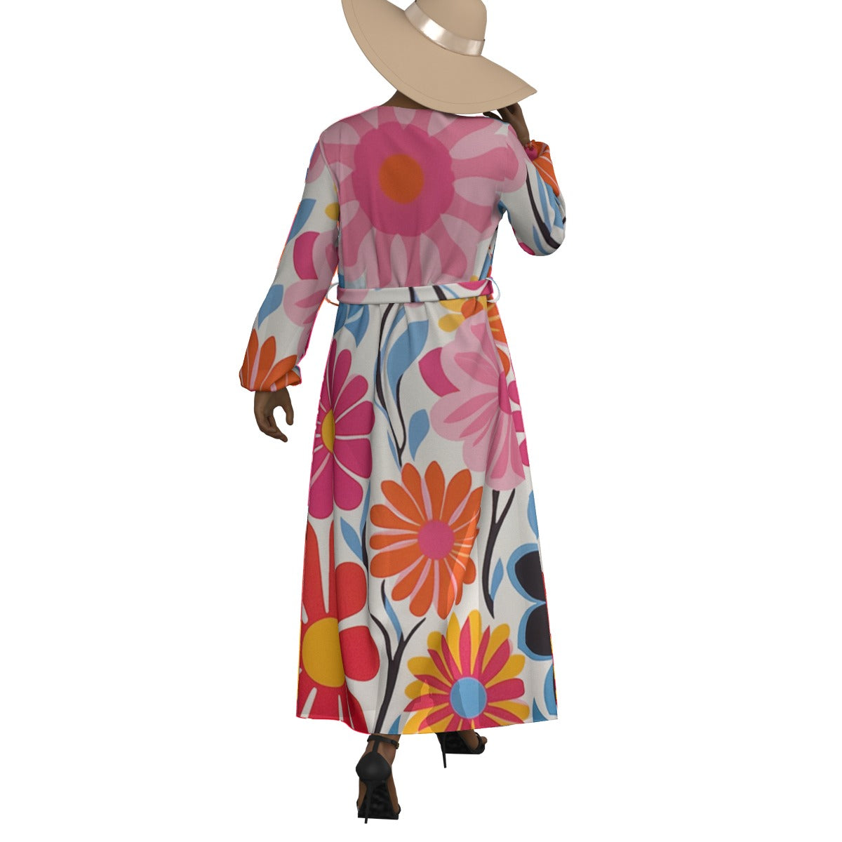 All-Over Print Women's Lace-up Chiffon Robe