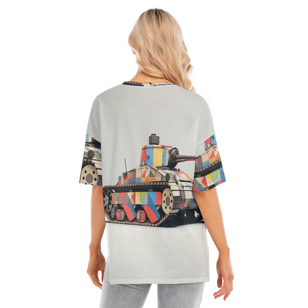All-Over Print Women's Short Sleeves T-shirt With Hem Split