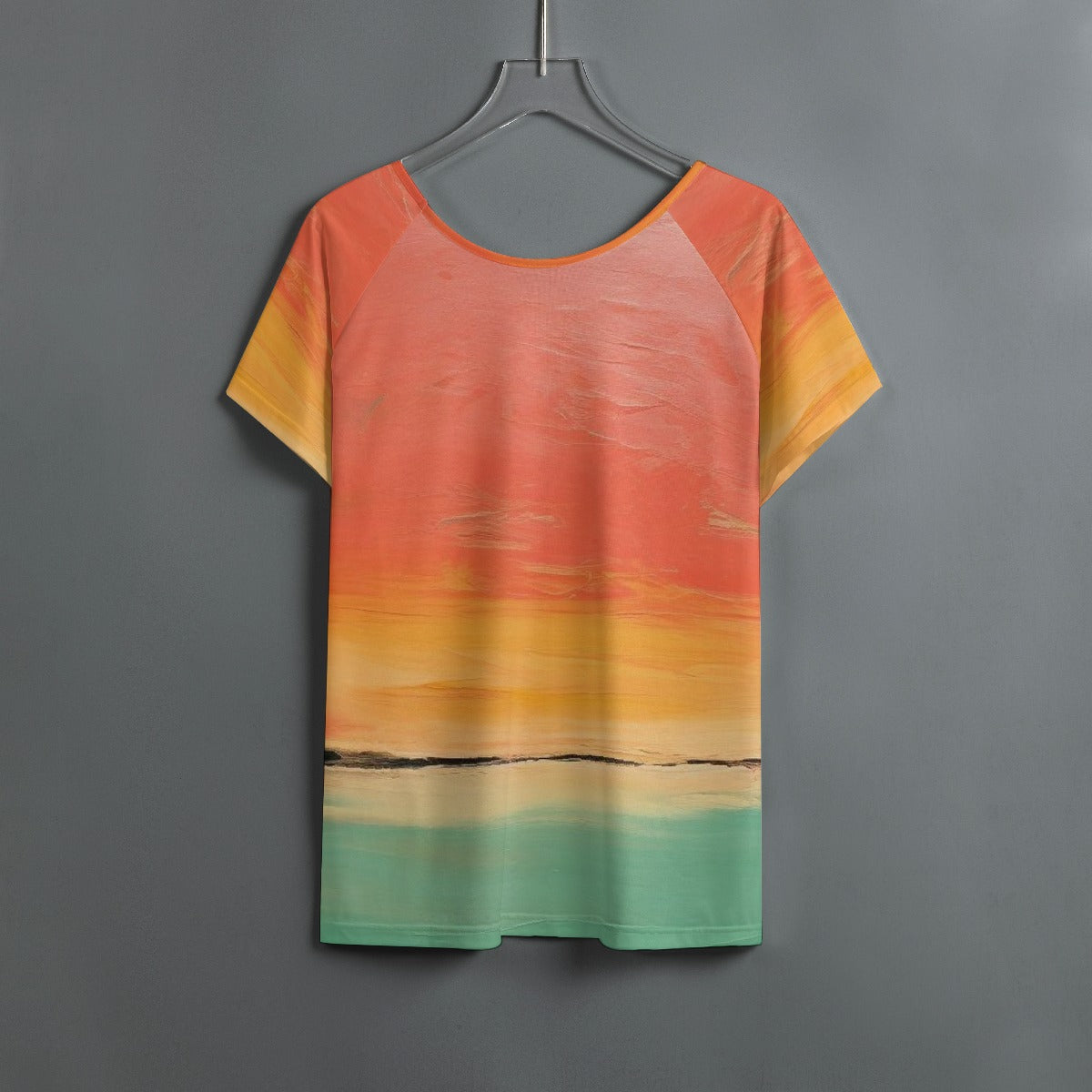 All-Over Print Women's Round Neck T-shirt With Raglan Sleeve