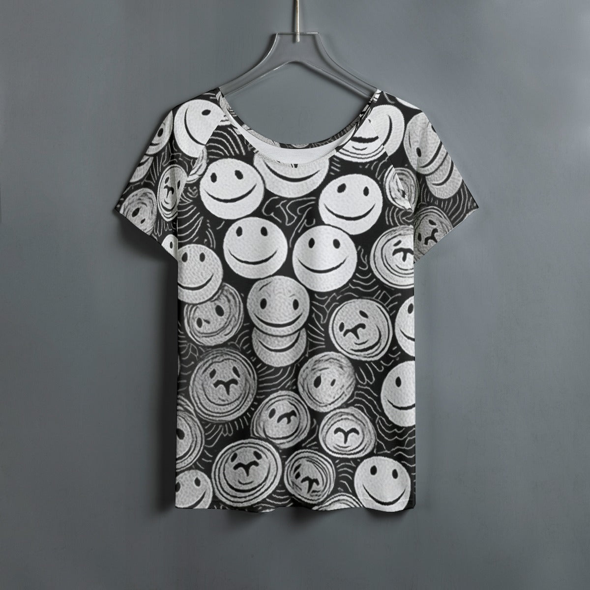 All-Over Print Women's Round Neck T-shirt With Raglan Sleeve