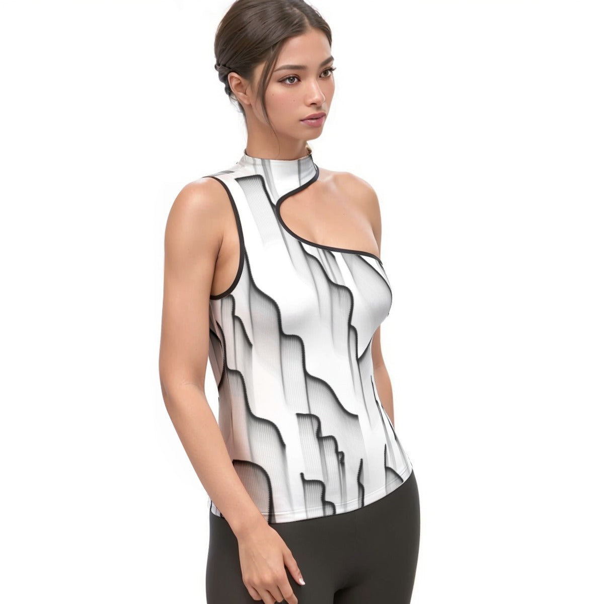 All-Over Print Women's Halter Sleeveless Asymmetrical Tank Top