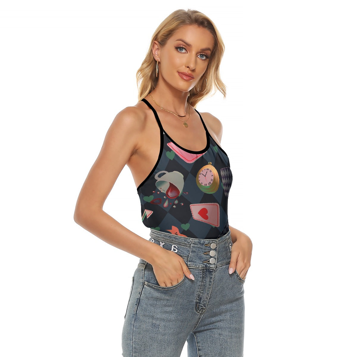 All-Over Print Women's Criss-Cross Open Back Tank Top