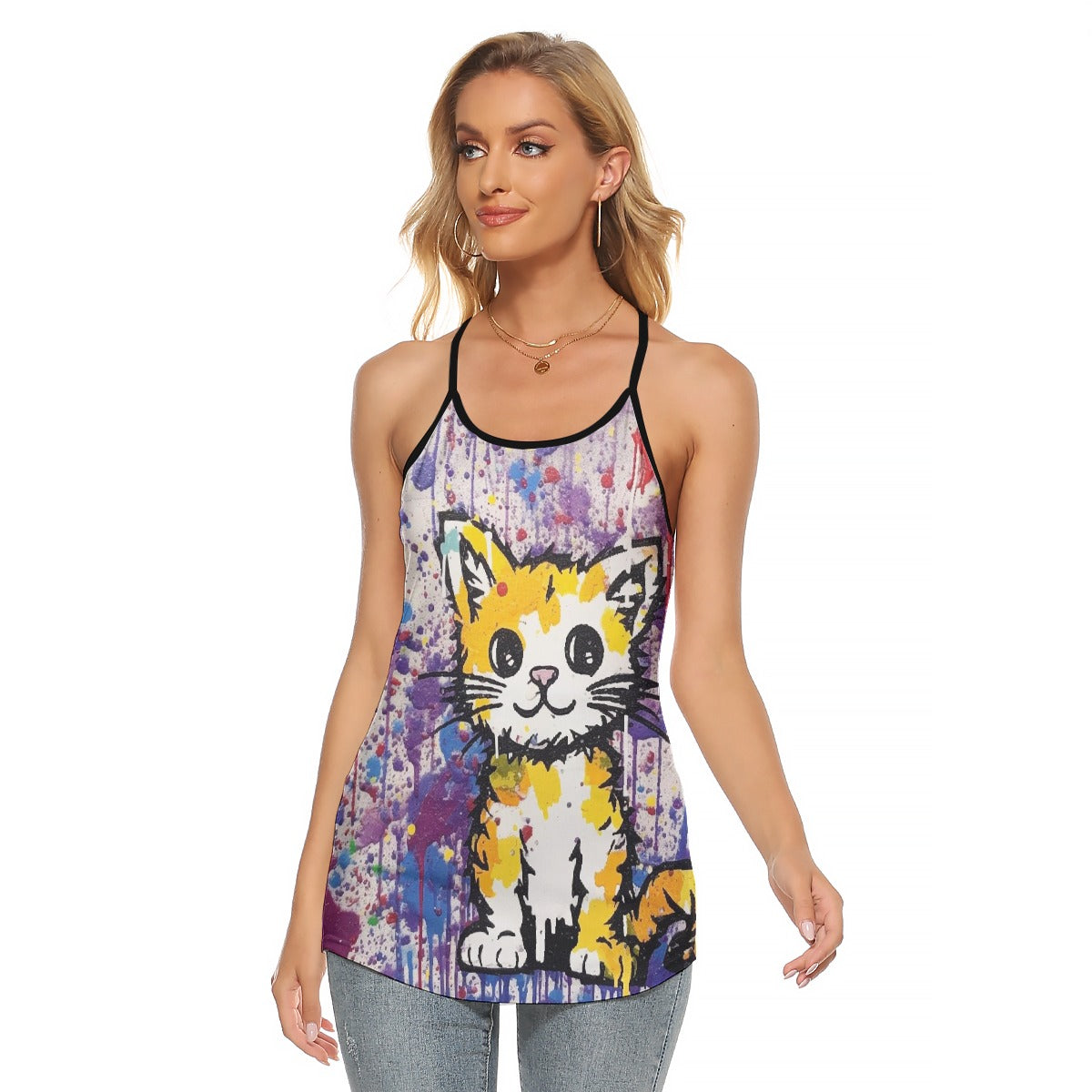 All-Over Print Women's Criss-Cross Open Back Tank Top