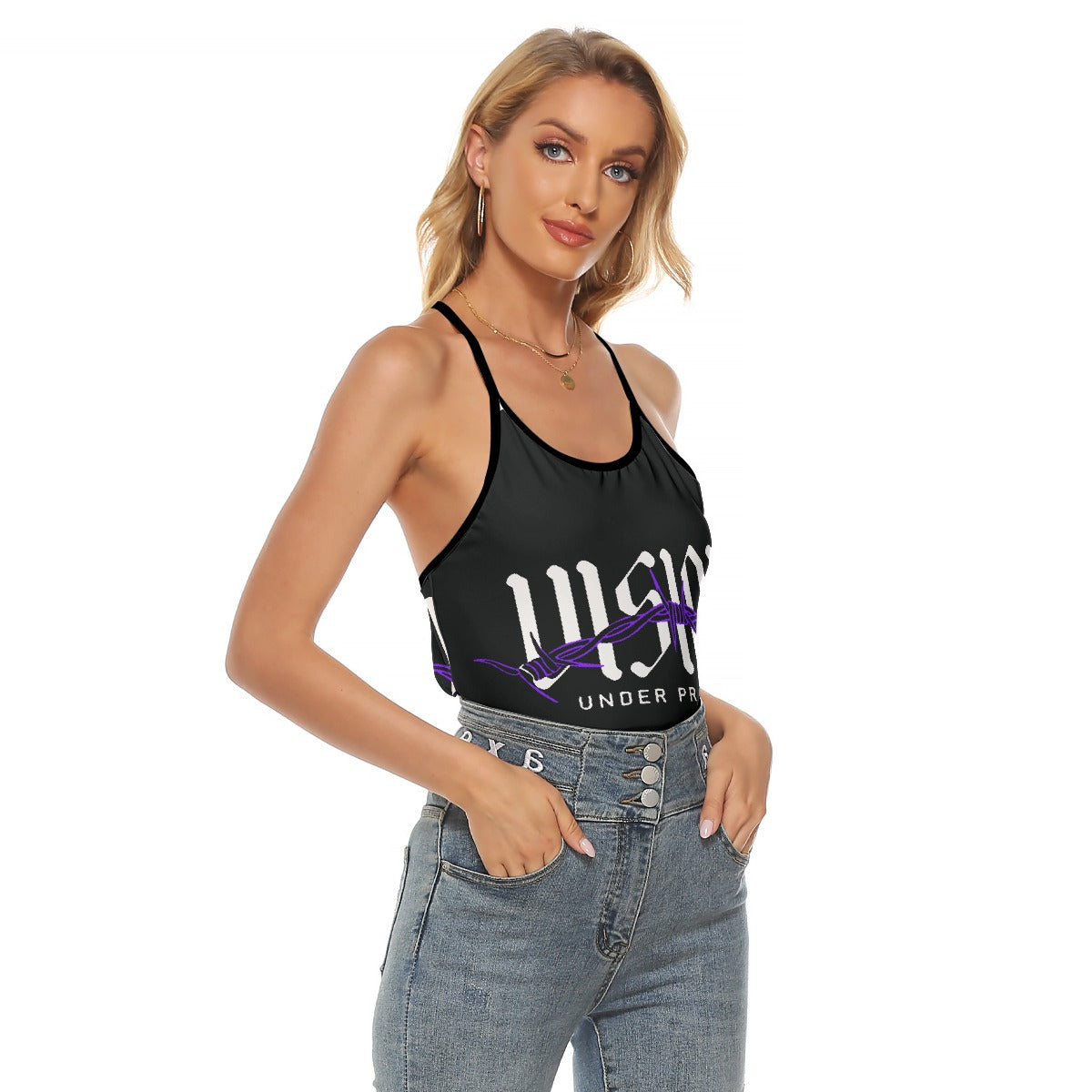 All-Over Print Women's Criss-Cross Open Back Tank Top