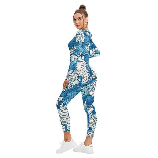 All-Over Print Women's Plunging Neck Jumpsuit
