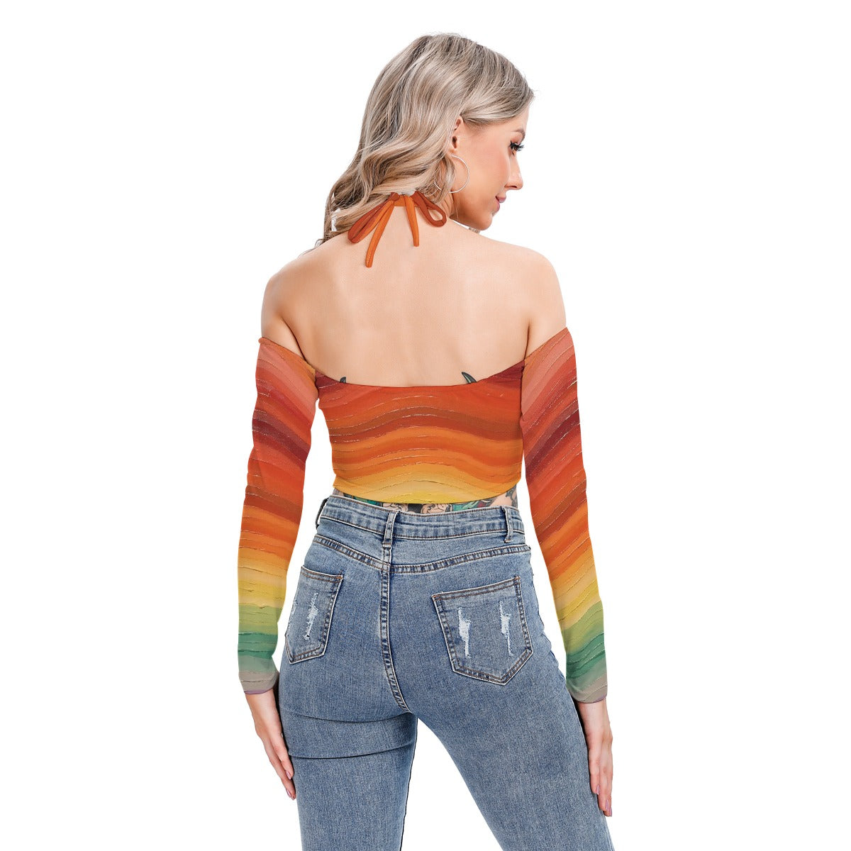 All-Over Print Women's Halter Lace-up Top