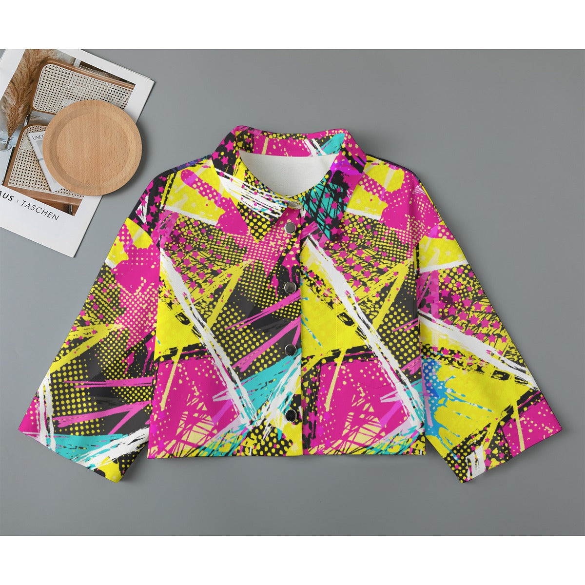 All-Over Print Women's Cropped Jacket | 245GSM Cotton