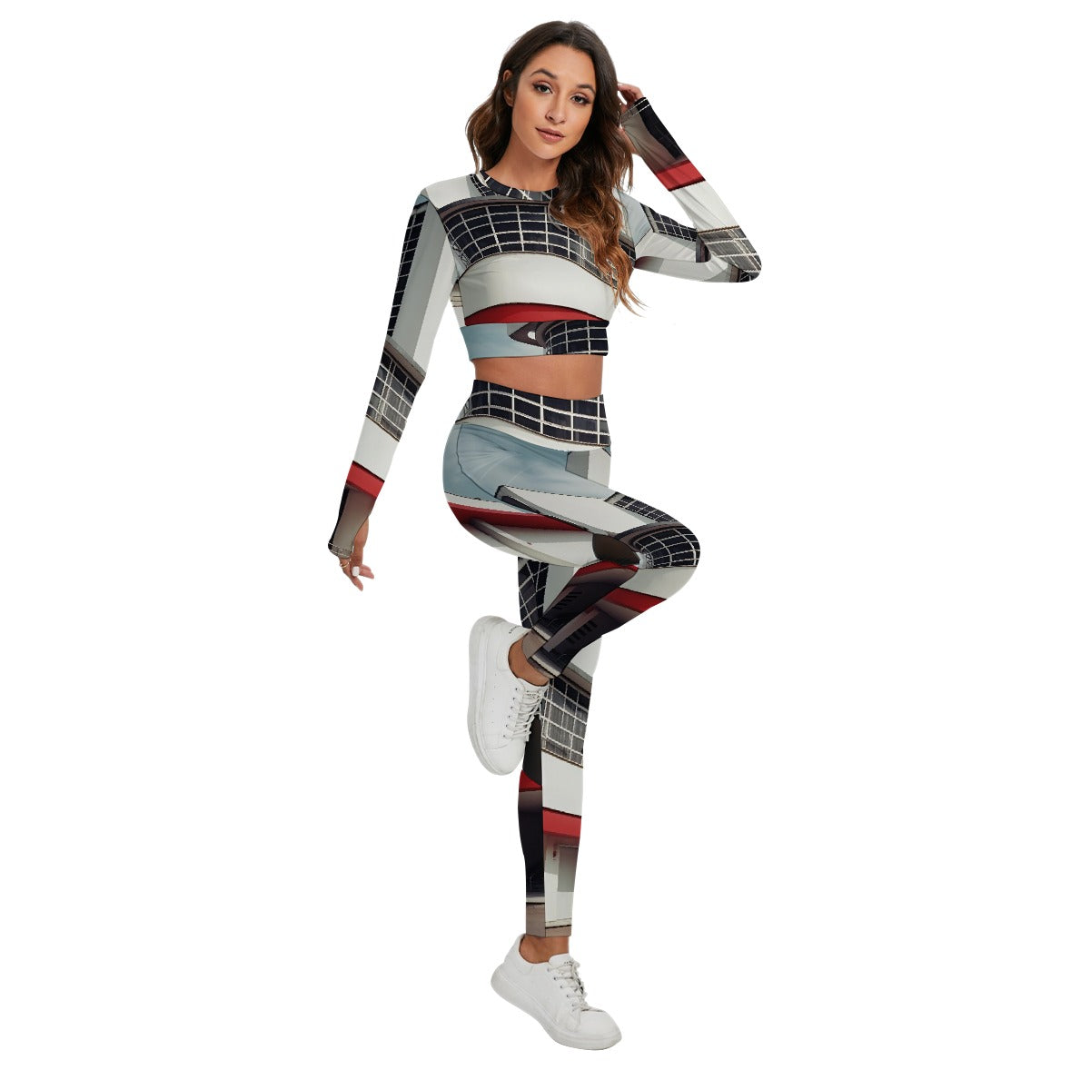 All-Over Print Women's Sport Set With Backless Top And Leggings
