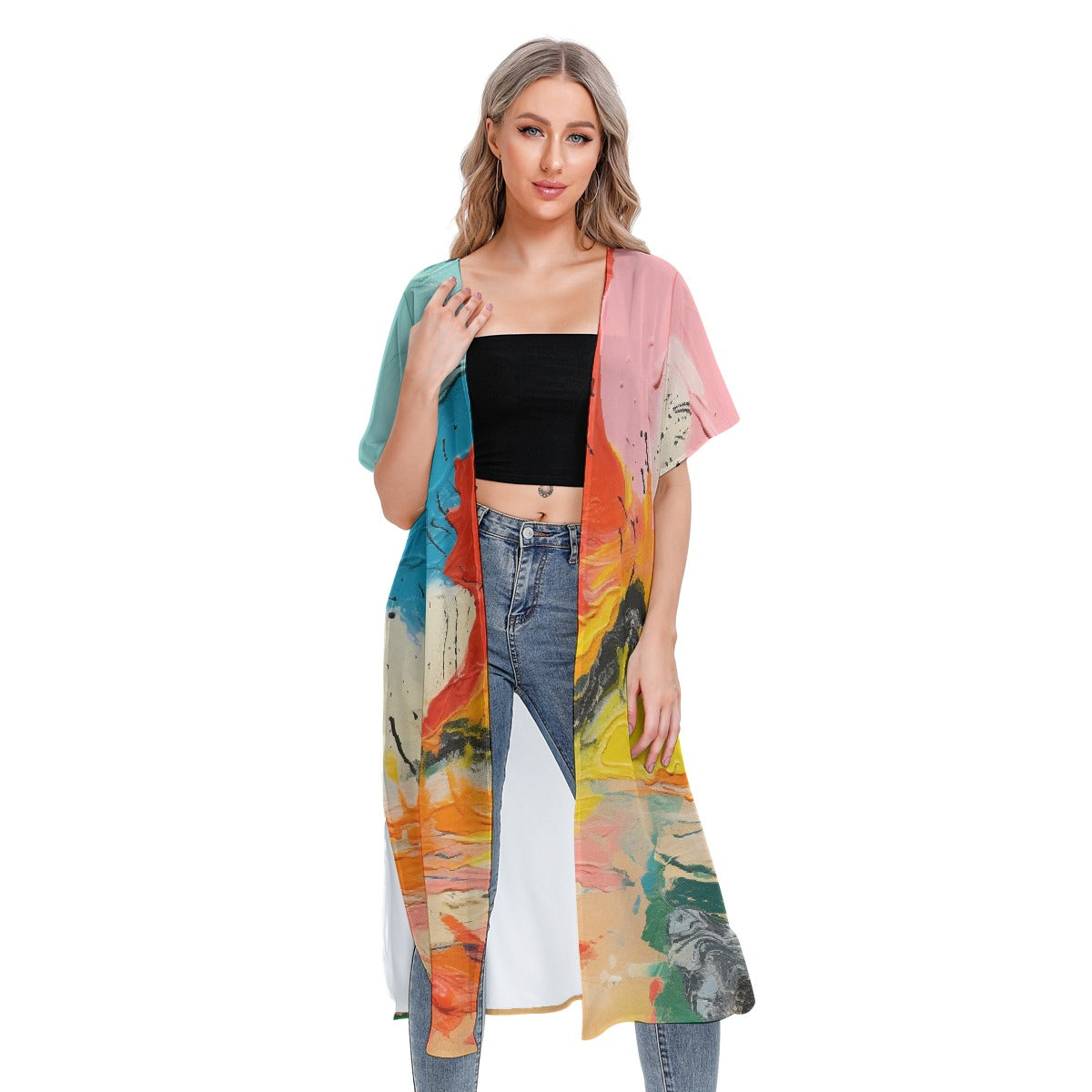 All-Over Print Women's Short Sleeve Cardigan