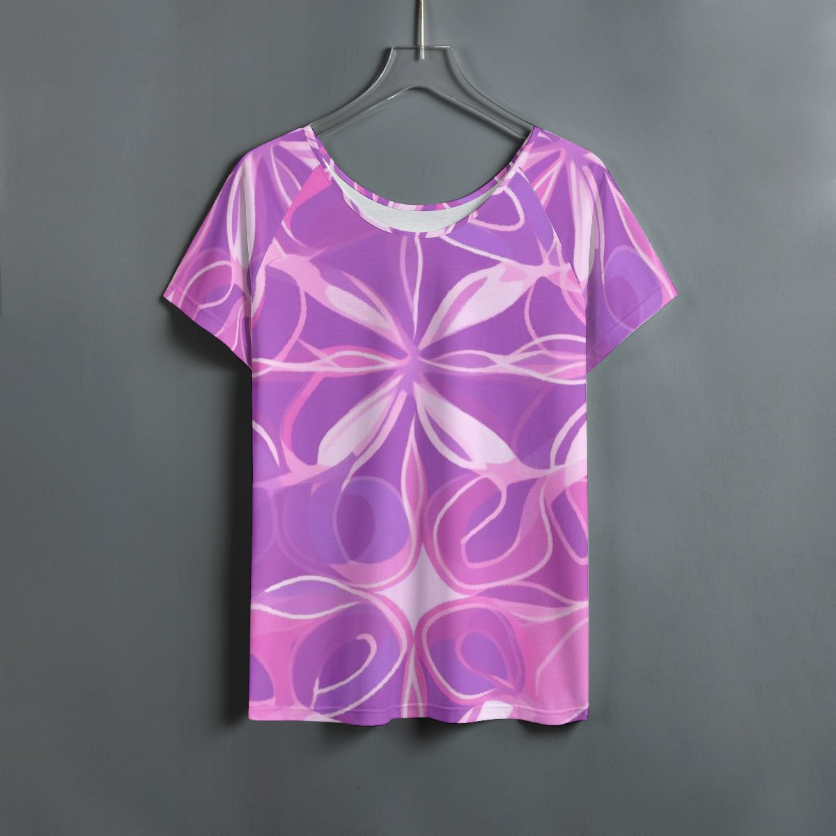 All-Over Print Women's Round Neck T-shirt With Raglan Sleeve