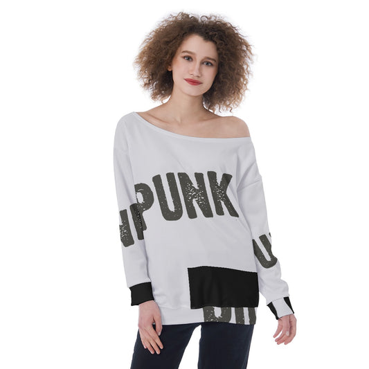 All-Over Print Oversized Women's Off-Shoulder Sweatshirt