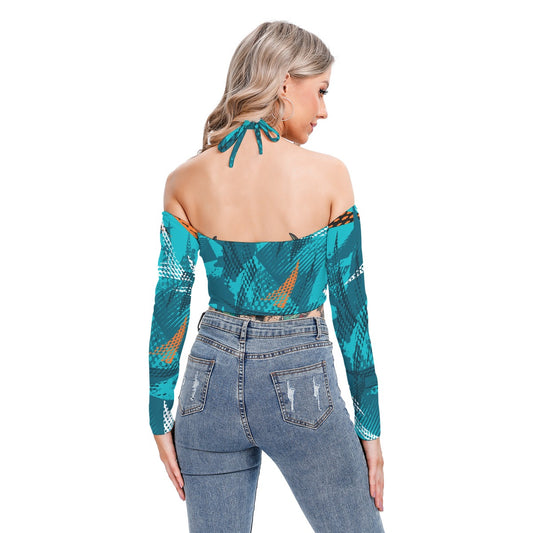 All-Over Print Women's Halter Lace-up Top