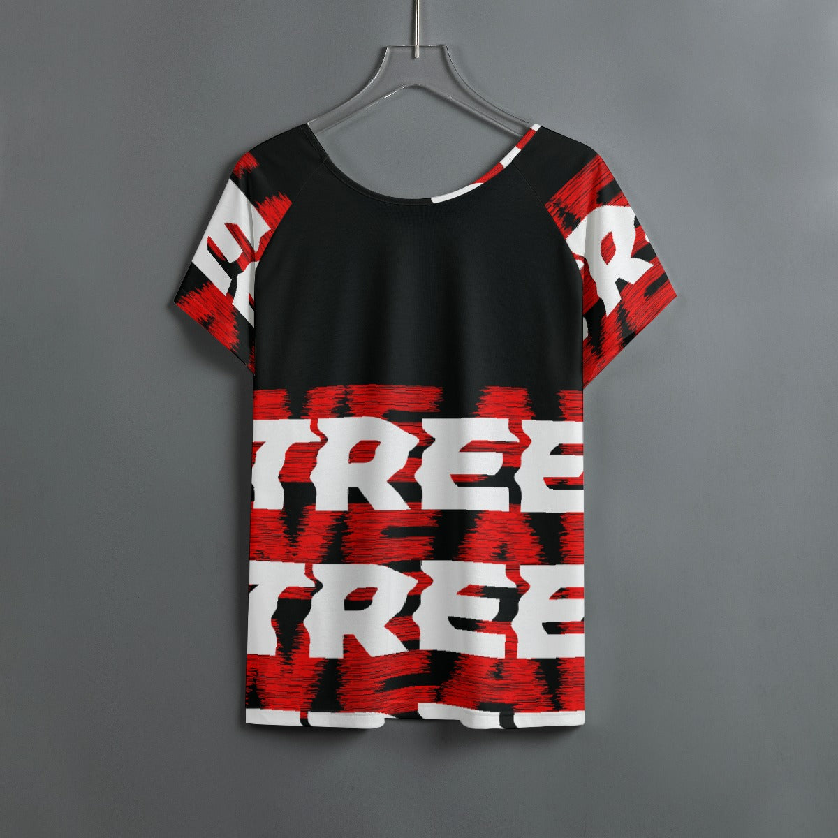 All-Over Print Women's Round Neck T-shirt With Raglan Sleeve