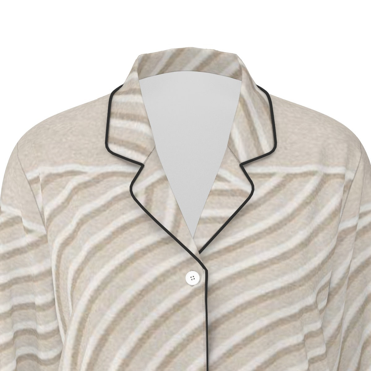 All-Over Print Women's Long Sleeve Pajama Set With Black Contrast Piping