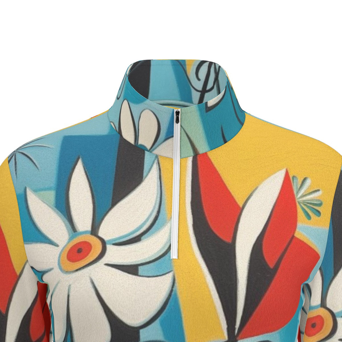 All-Over Print Women's Sports Collar Jersey With Long Sleeve