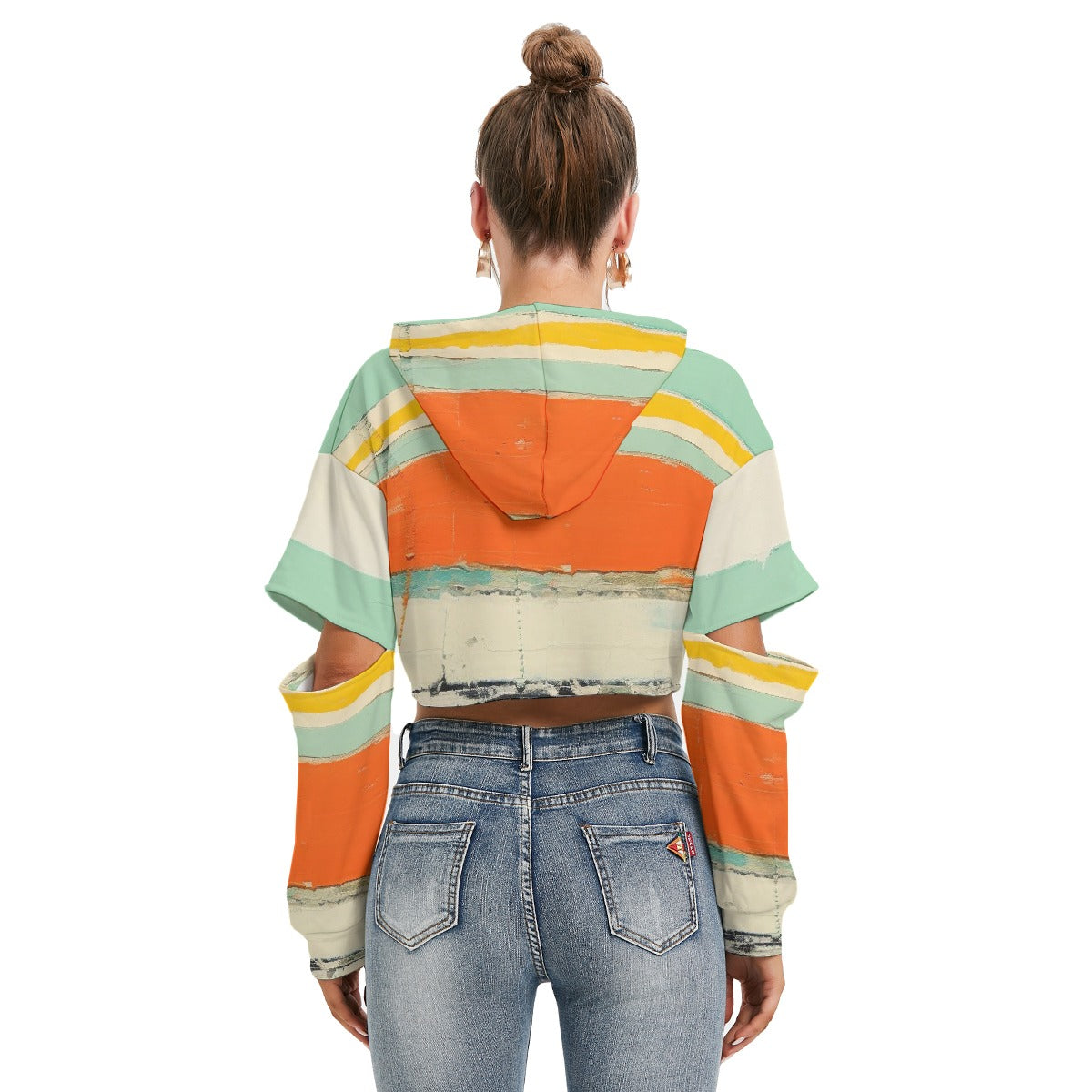 All-Over Print Women's Heavy Fleece Hoodie With Hollow Out Sleeve