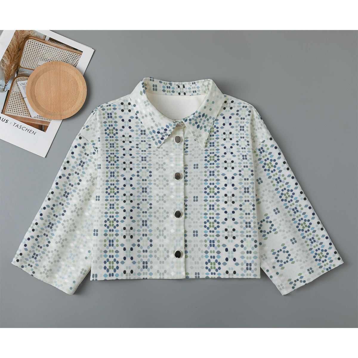 All-Over Print Women's Cropped Jacket | 245GSM Cotton