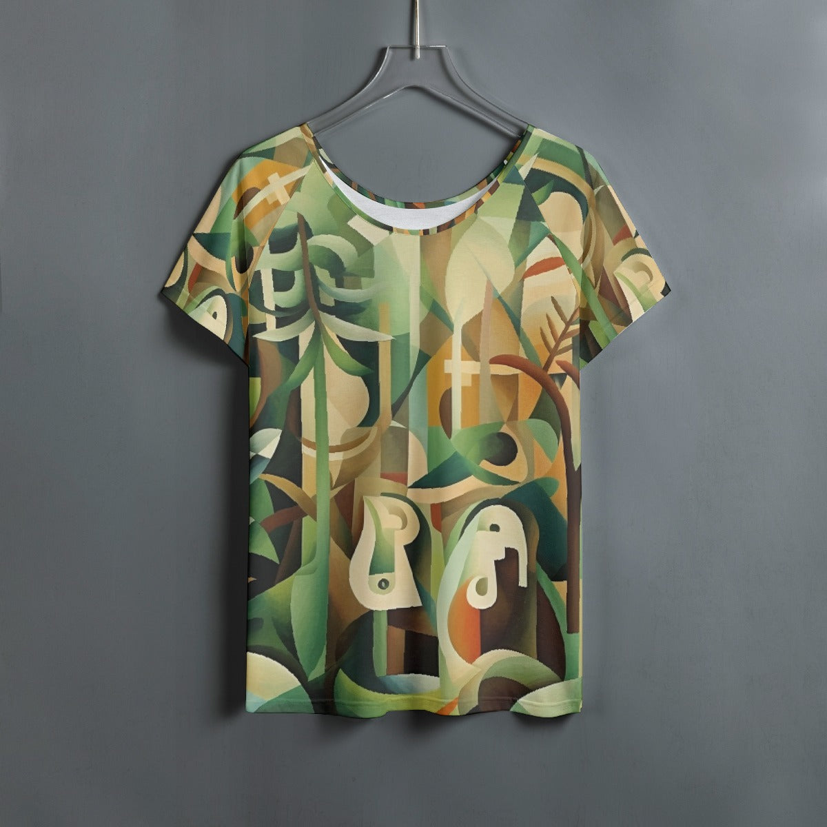All-Over Print Women's Round Neck T-shirt With Raglan Sleeve