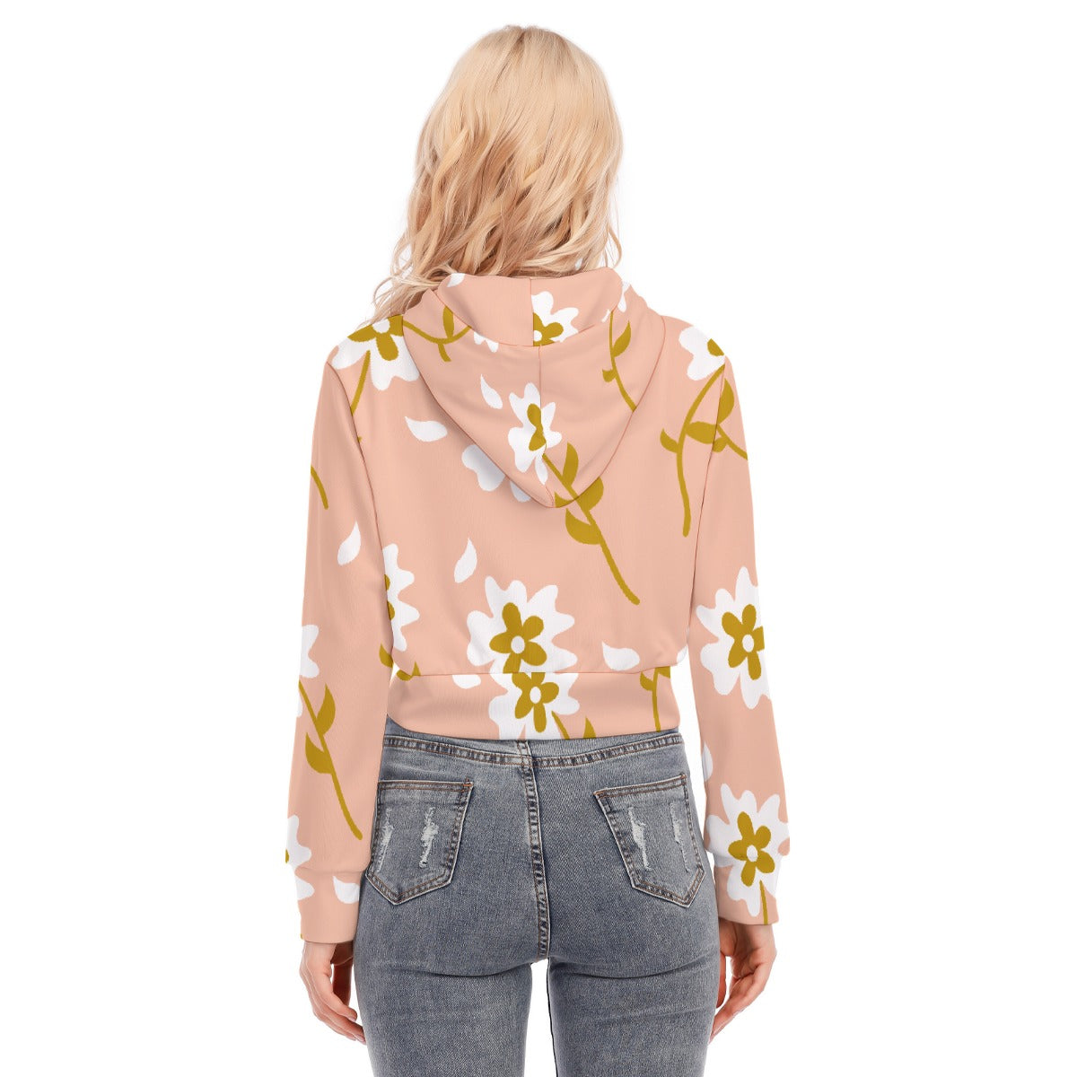 All-Over Print Women's Crop Top Hoodie With Zipper Closure