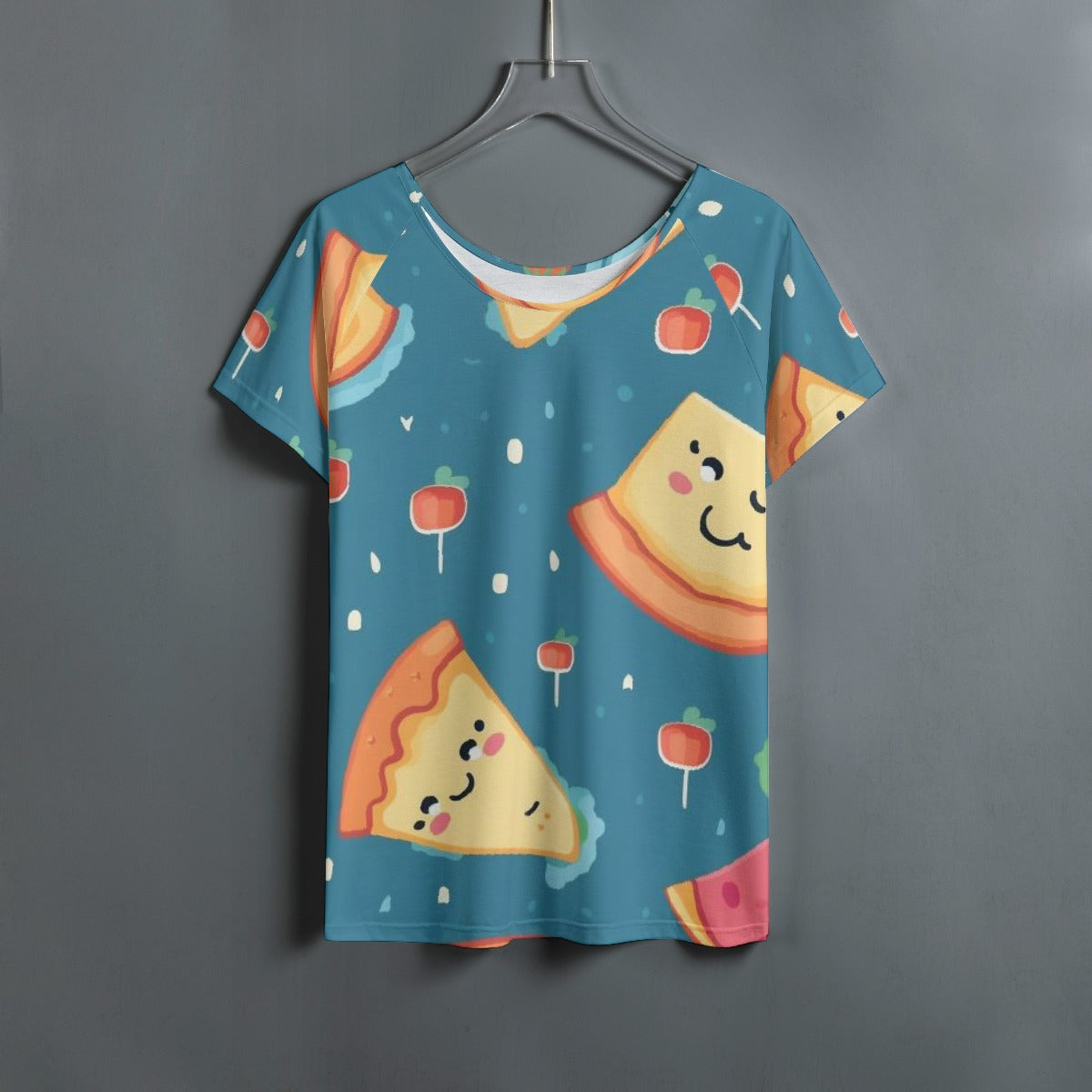 All-Over Print Women's Round Neck T-shirt With Raglan Sleeve