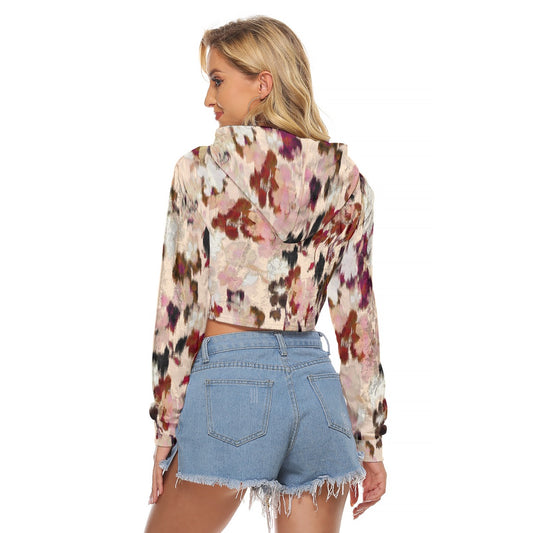 All-Over Print Women's Crop Top Hoodie|Velvet