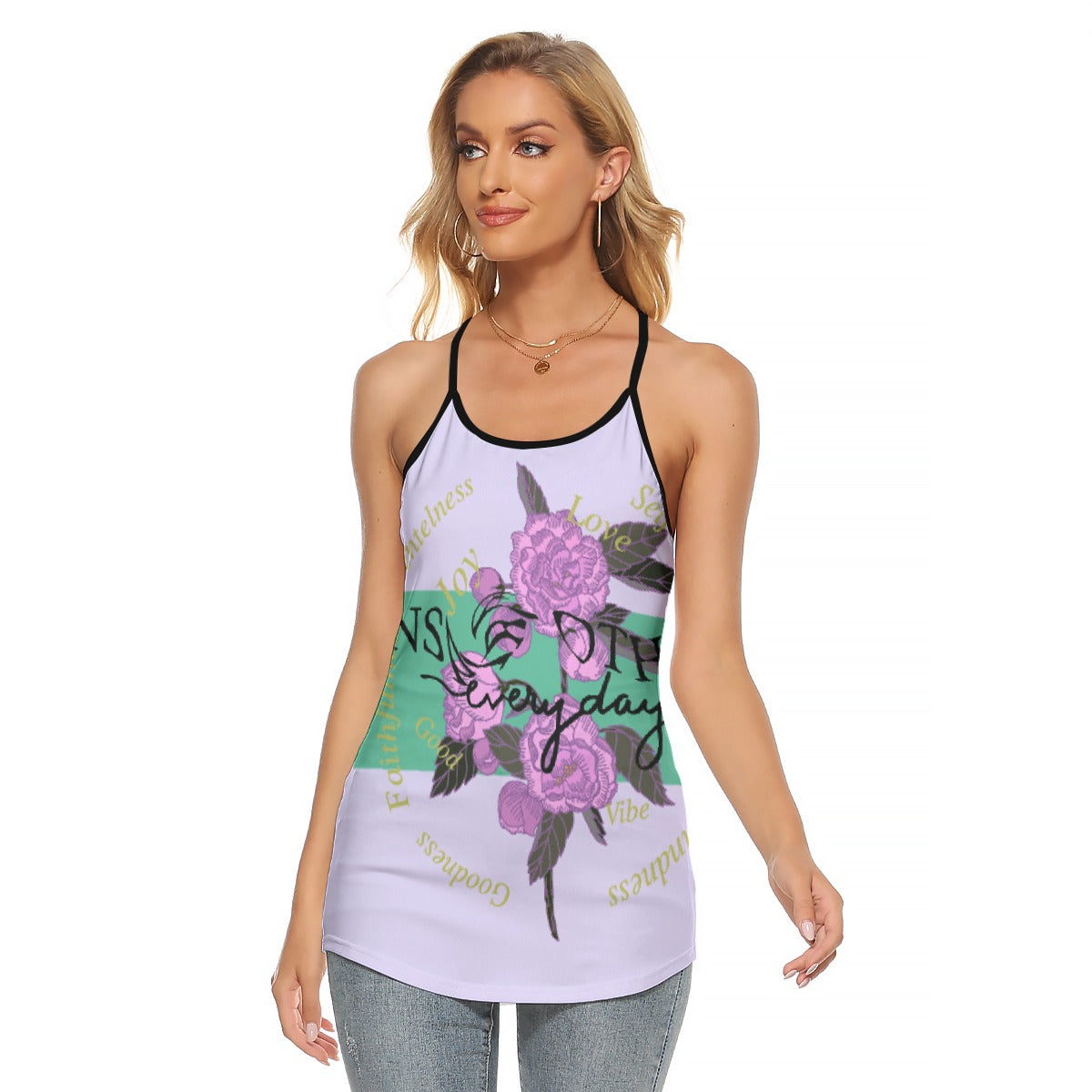 All-Over Print Women's Criss-Cross Open Back Tank Top