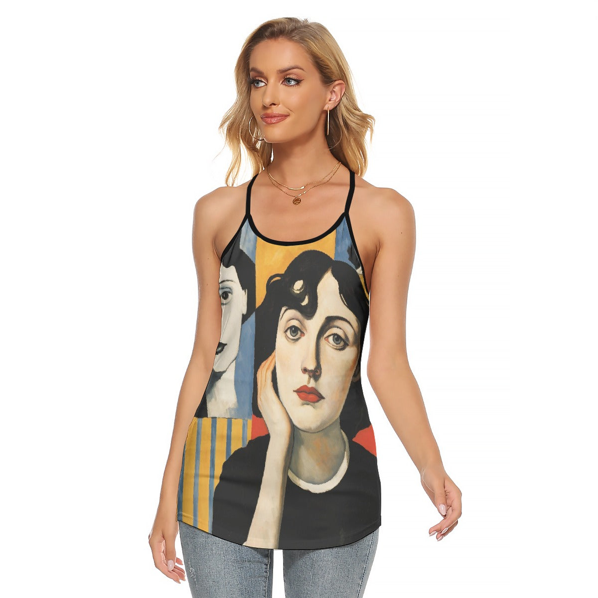 All-Over Print Women's Criss-Cross Open Back Tank Top
