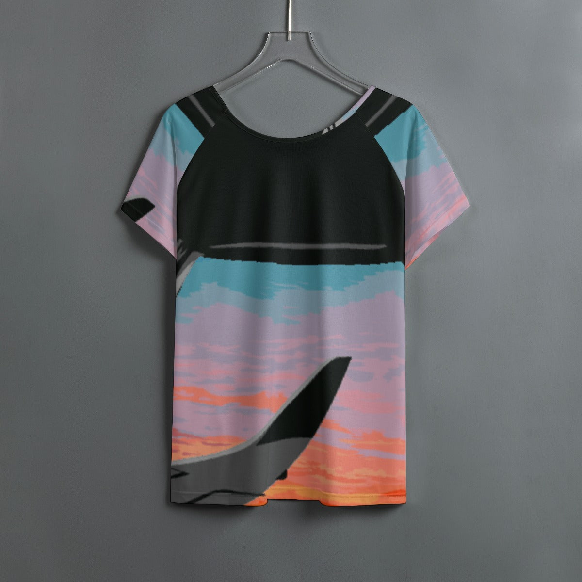 All-Over Print Women's Round Neck T-shirt With Raglan Sleeve