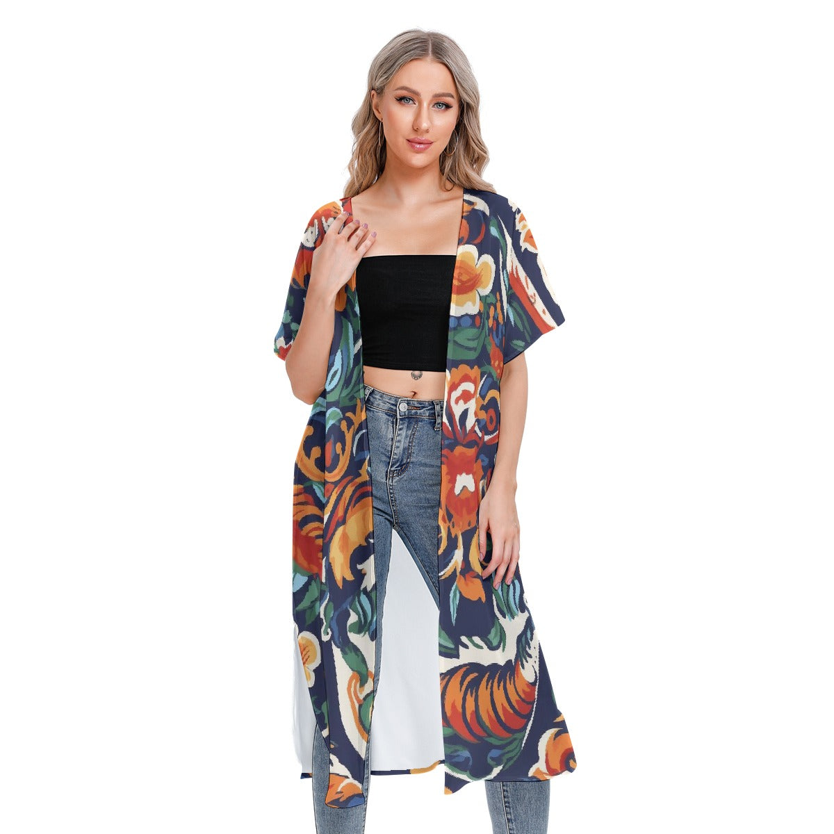 All-Over Print Women's Short Sleeve Cardigan