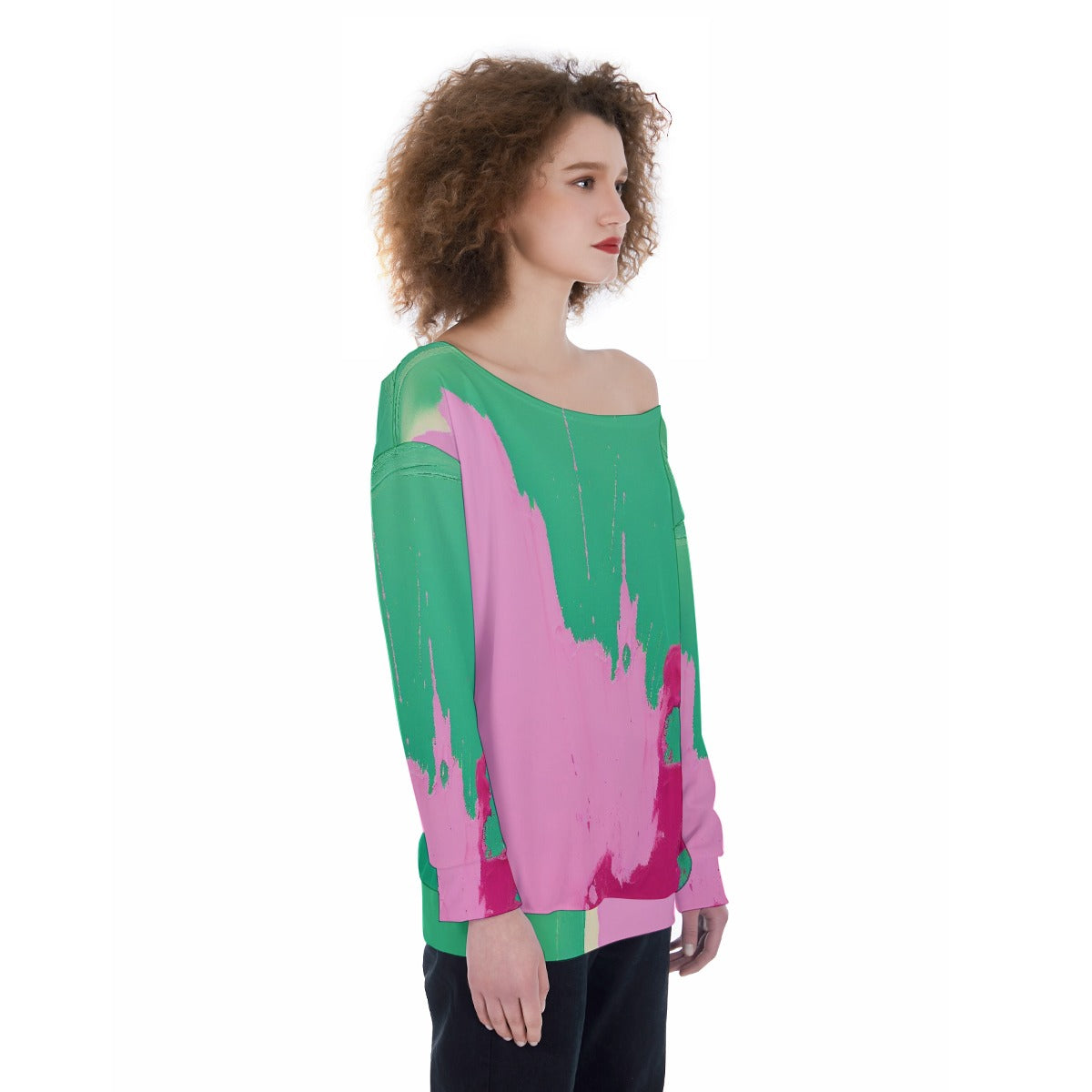 All-Over Print Oversized Women's Off-Shoulder Sweatshirt