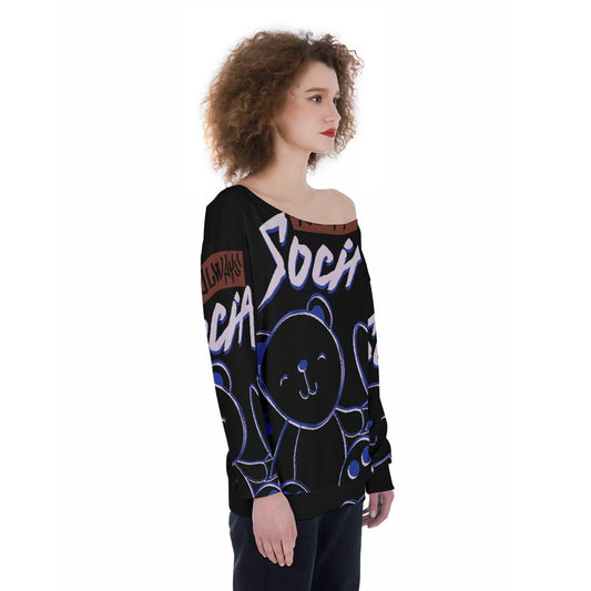 All-Over Print Oversized Women's Off-Shoulder Sweatshirt
