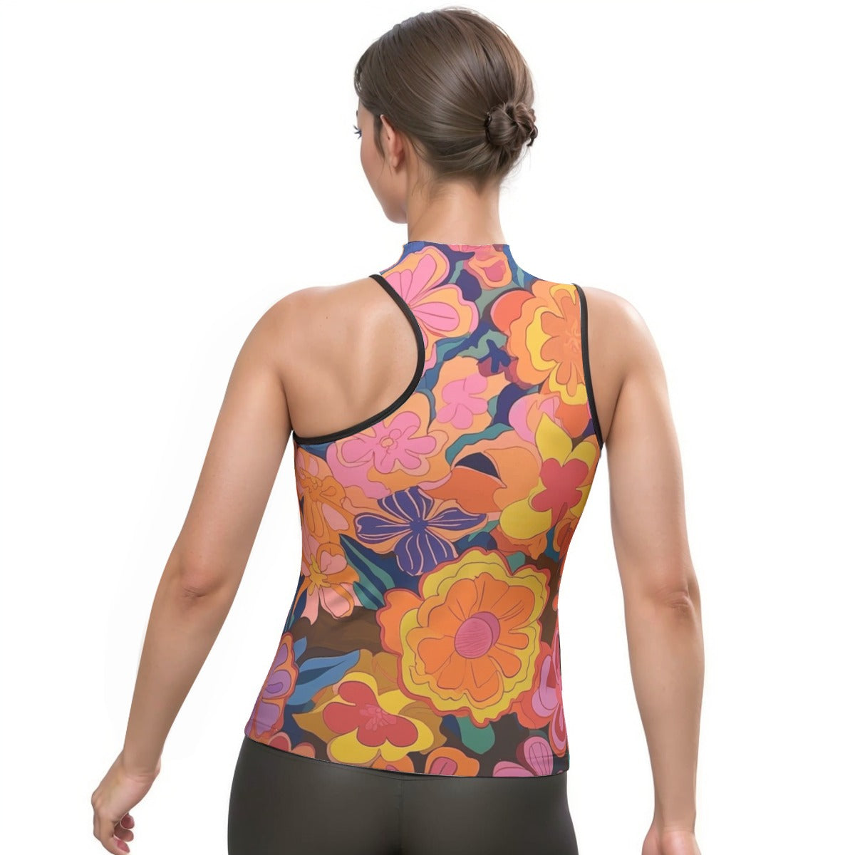 All-Over Print Women's Halter Sleeveless Asymmetrical Tank Top