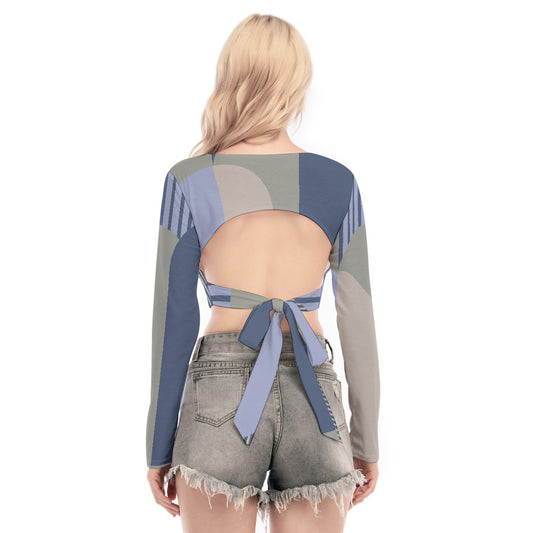 All-Over Print Women's Back Hollow T-shirt With Strap