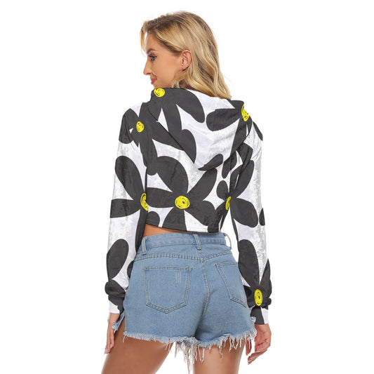 All-Over Print Women's Crop Top Hoodie|Velvet
