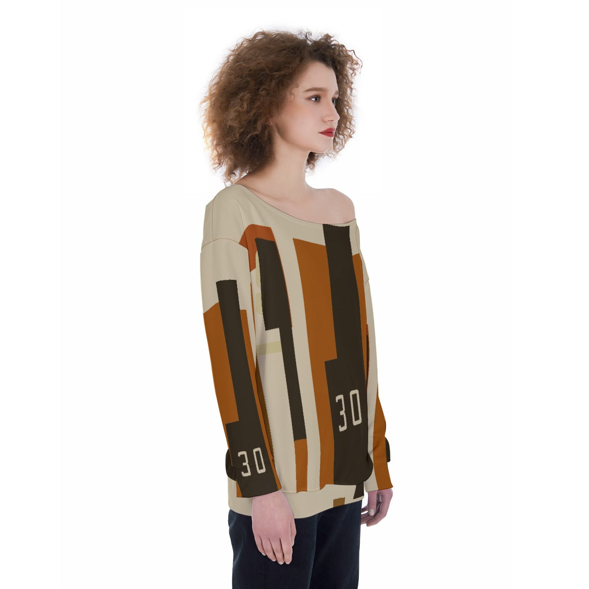 All-Over Print Oversized Women's Off-Shoulder Sweatshirt