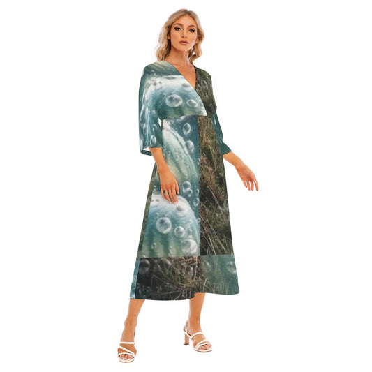 All-Over Print Women's Mid-Sleeve Long Dress