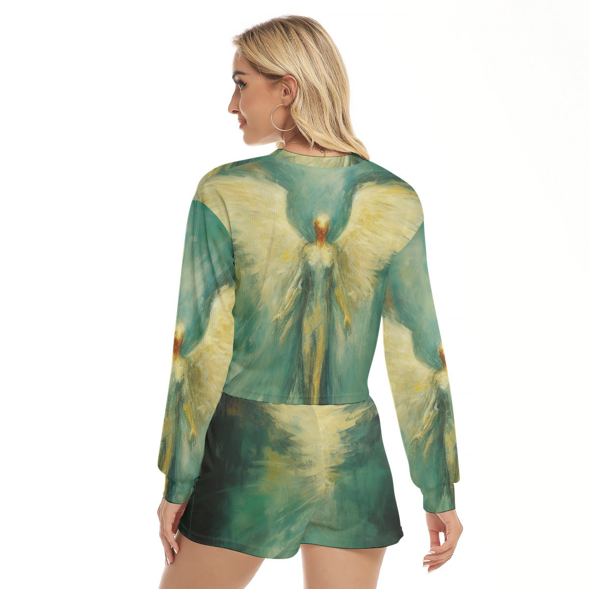 All-Over Print Women's Short Sweatshirt And Pants Suit