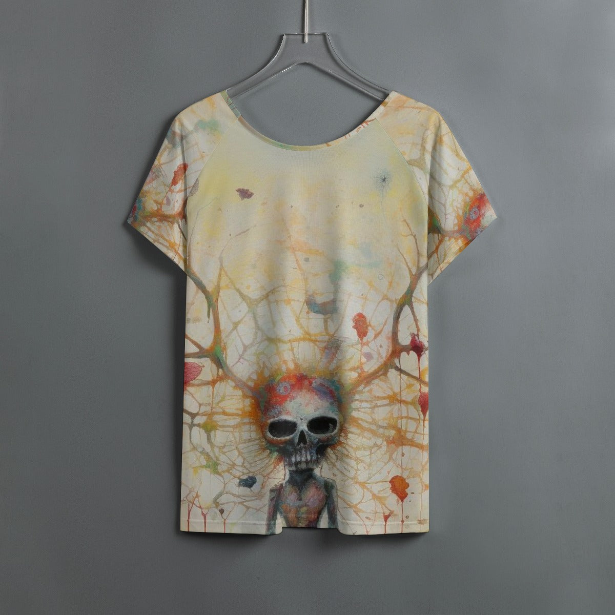 All-Over Print Women's Round Neck T-shirt With Raglan Sleeve