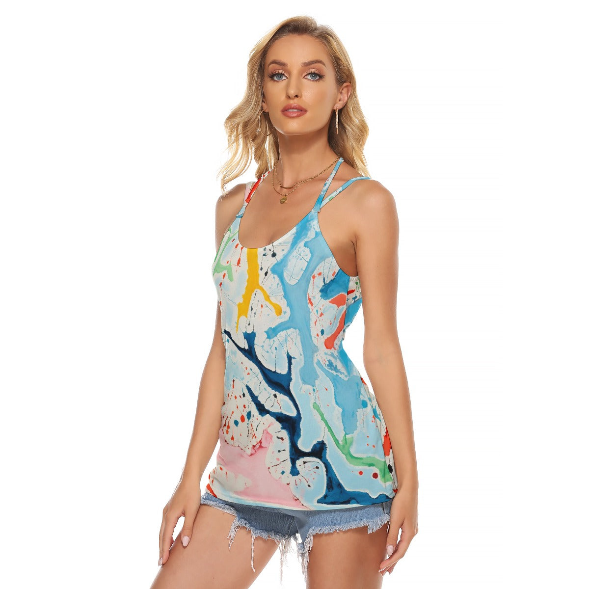 All-Over Print Women's Halter Top With Backless