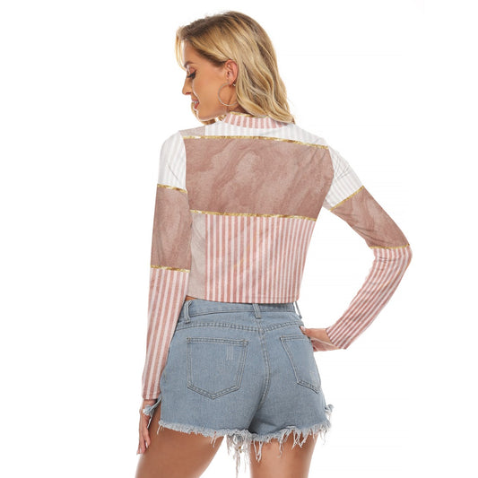 All-Over Print Women's Hollow Chest Keyhole Tight Crop Top